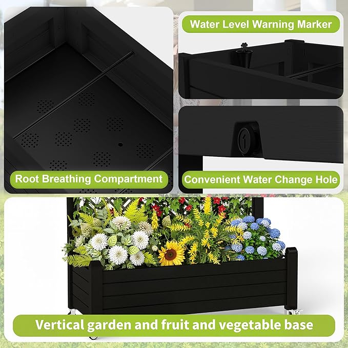 Raised Garden Bed with Trellis, 21 Gallon Self Watering Planter Box with - Image 5