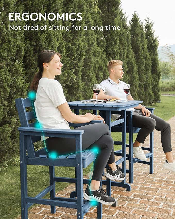 SERWALL Balcony Adirondack Chairs and Table 3 Pieces Set, Adirondack Bar Height - Image 6