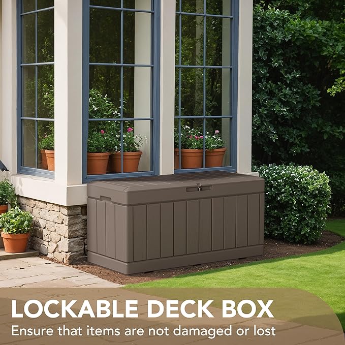 Devoko 85 Gallon Deck Box Lockable Resin Outdoor Storage Box waterproof Outdoor - Image 4