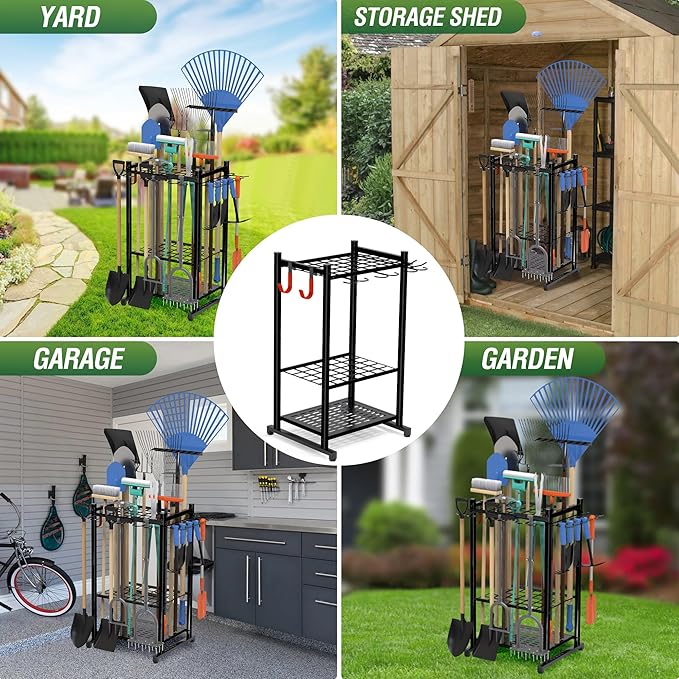 Garden Tool Organizer Rack Up to 50 Tools, Heavy-Duty Steel Yard Tool Organizer - Image 6