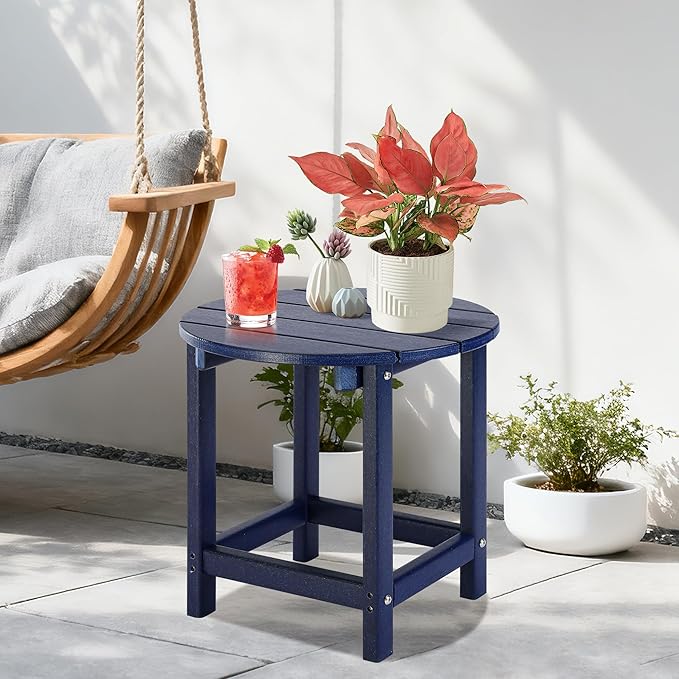 LZRS Round Adirondack Patio Side Table End Table, Outdoor Side Tables - Image 7