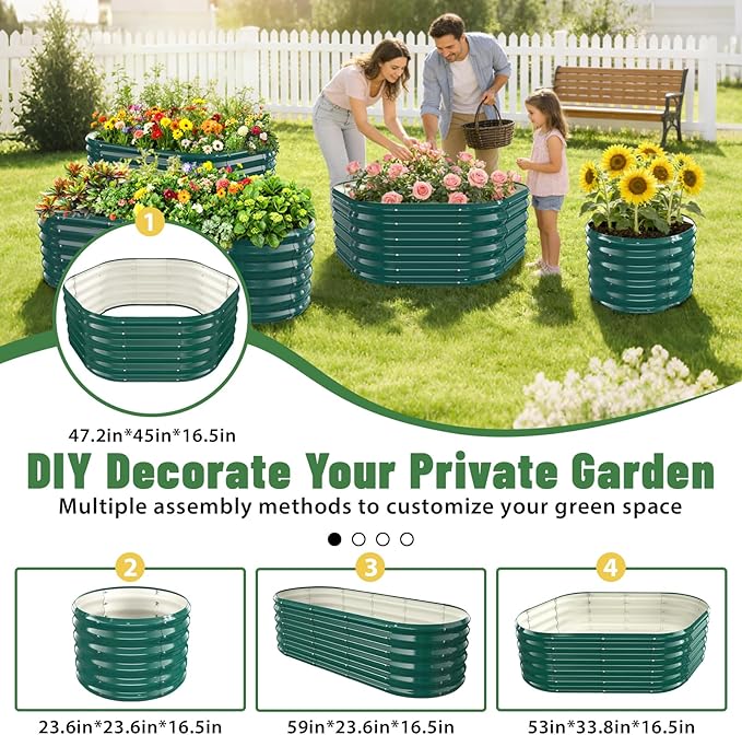Hexagon Raised Garden Bed, 48 Inch Diagonal & 16.5 Inch Tall, Galvanized Steel - Image 4