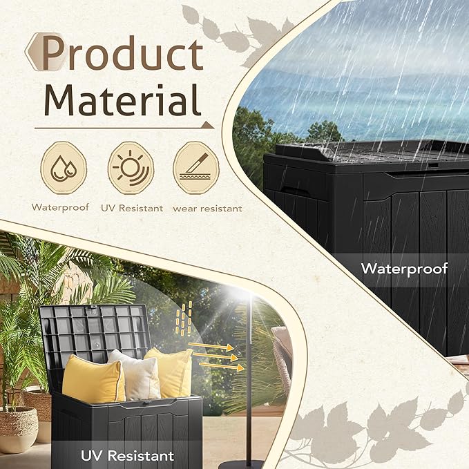 Flamaker Deck Box 31 Gallon Waterproof Resin Small Deck Box - Image 3