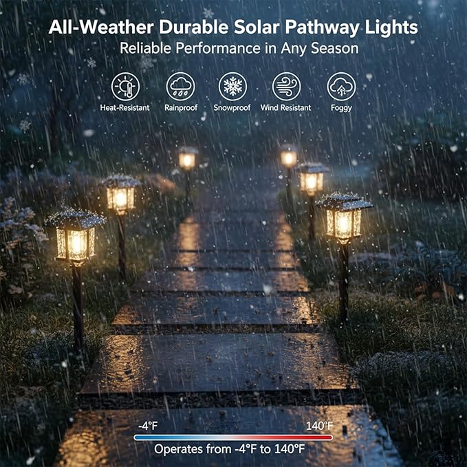 XMCOSY+ Solar Outdoor Lights Waterproof IP65, Solar-Powered Garden/Yard/Pathway - Image 6
