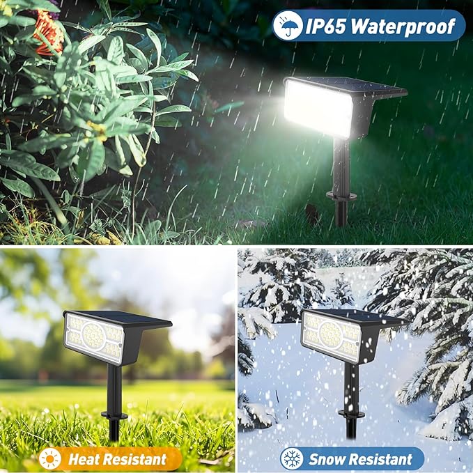 T-SUN Solar Spot Lights Outdoor 4 Pack, 49 LED 2 Lighting Modes, IP65 - Image 4