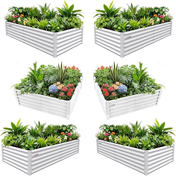 A ANLEOLIFE Set of 6, 18 Inch Tall Antique White Raised Garden Beds Kit by AAnleolife