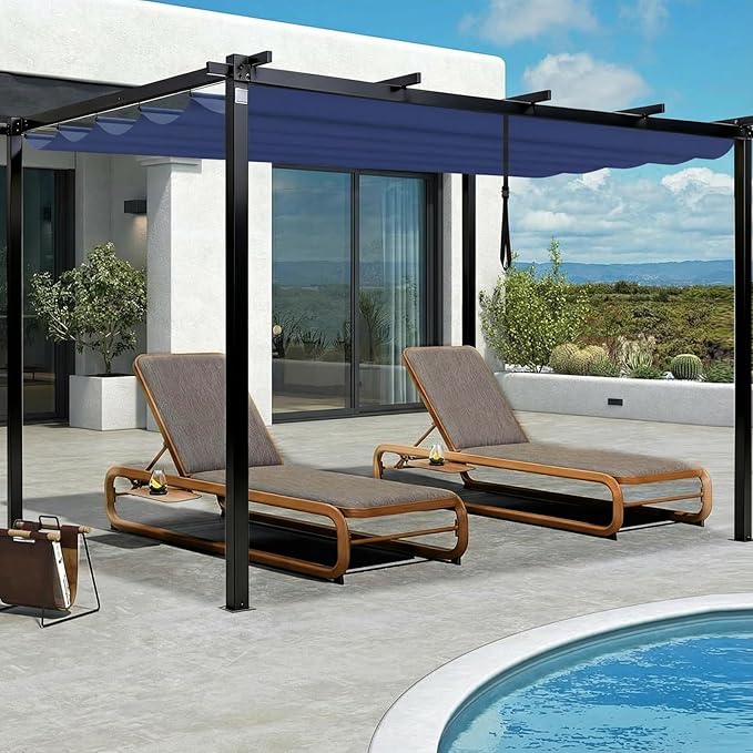 10' X 10' Pergola Shade Cover for Outdoor Retractable Durable Fabric Canopy - Image 6