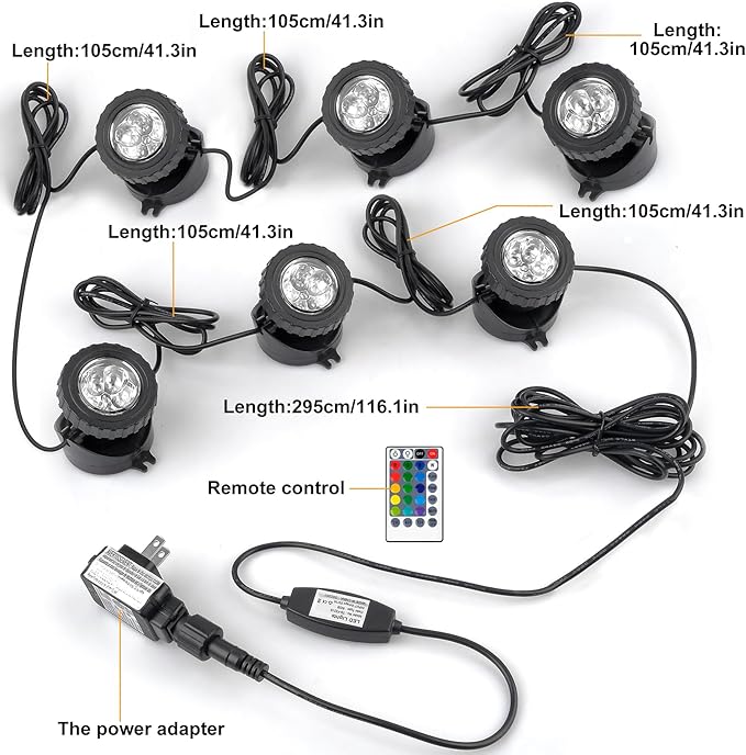 RGB Pond Lights with Timer, LED Underwater Submersible Colorful Landscape - Image 6
