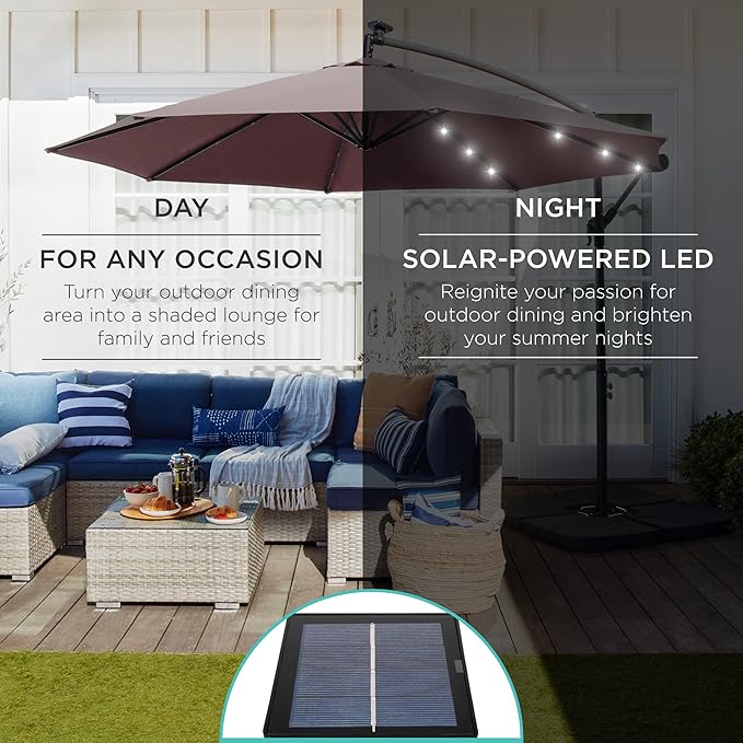 Best Choice Products 10ft Solar LED Offset Cantilever Hanging Market Patio - Image 3