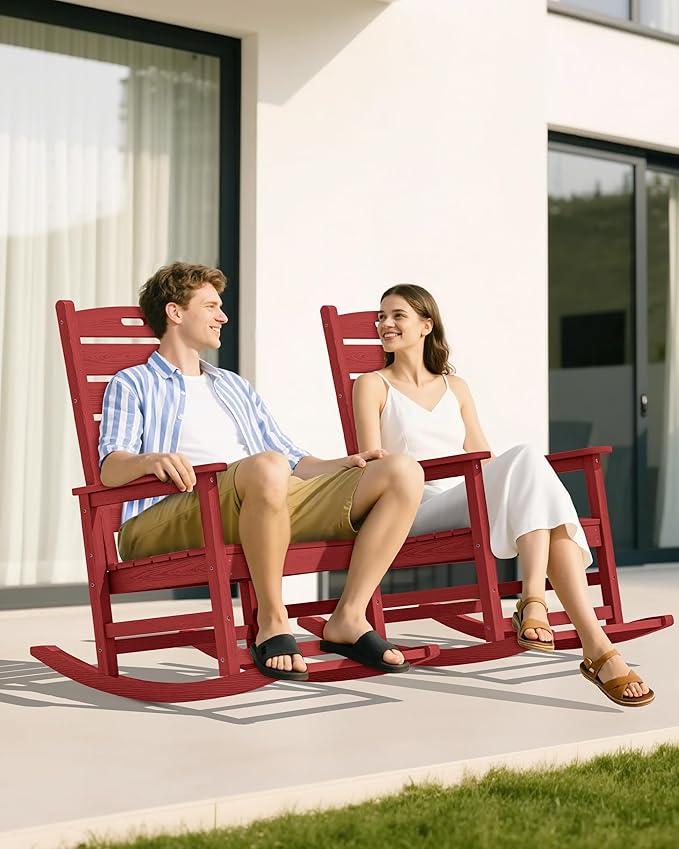 SERWALL Outdoor Rocking Chair Set of 2, Oversized Rocking Chair - Image 8