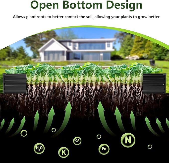 10×3×1FT Galvanized Raised Garden Bed Kit, Metal Planter Boxes, Large Outdoor - Image 3