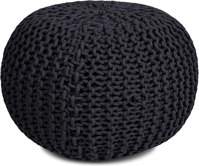 BIRDROCK HOME Round Pouf Ottoman | Cotton Braided Foot Stool by BIRDROCKHOME