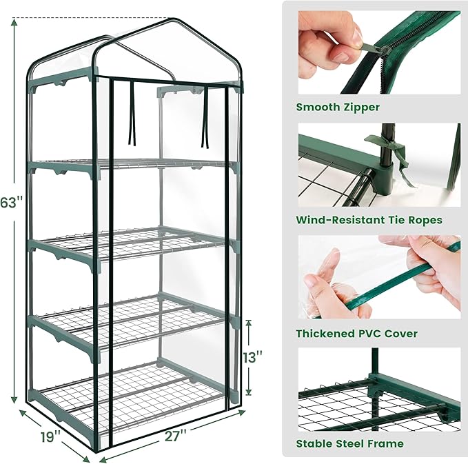 Worth Garden 4 Tier Mini Greenhouse - Image 6