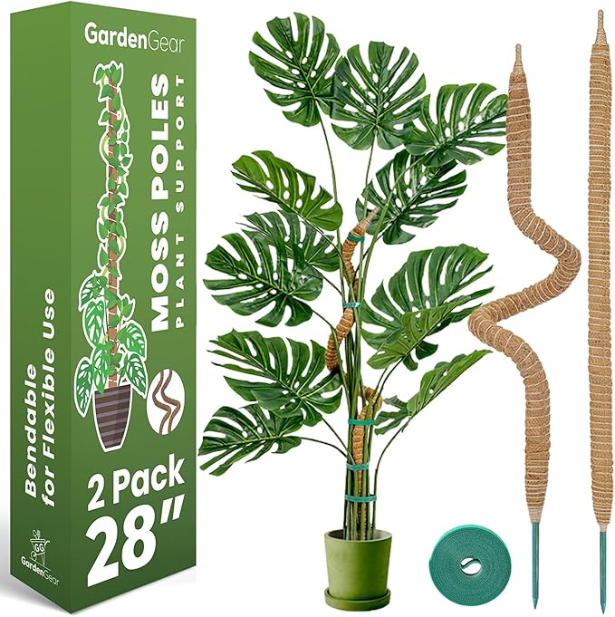 2 Pack 28 Inch Bendable Moss Pole Monstera Plant Support Stakes by Sproot