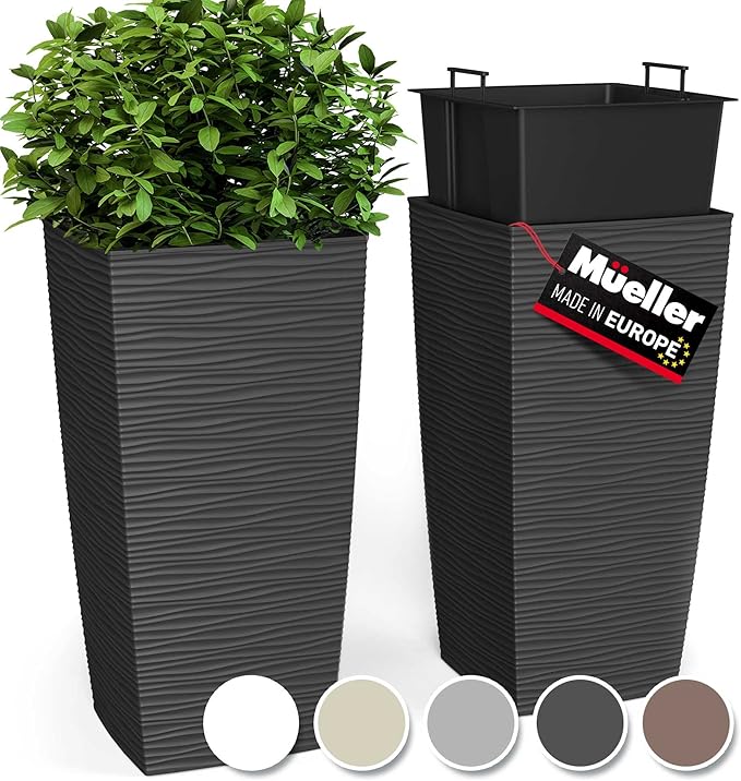 Mueller Janska M-Resin Heavy Duty Tall Planter, Indoor/Outdoor Grande Plant by Mueller