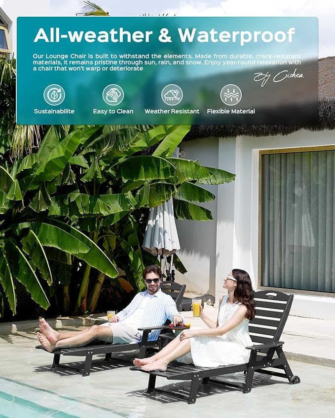 Outdoor Lounge Chair Set of 4, All Weather Patio Chaise Lounge Chair - Image 8