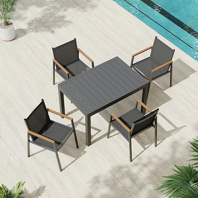 Expandable Outdoor Patio Dining Table Set by Oasbira