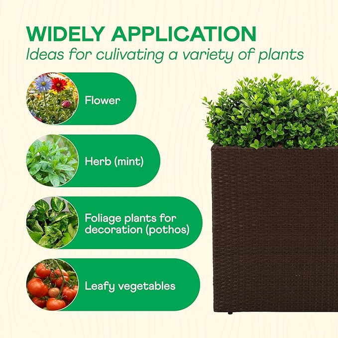 IDZO All Weather Wicker Planter Raised Garden Bed, 24 in Tall Round Rattan - Image 4