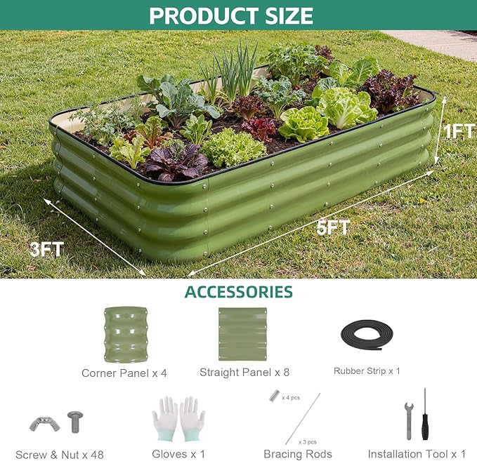 4 in 1Galvanized Raised Garden Bed - Image 3