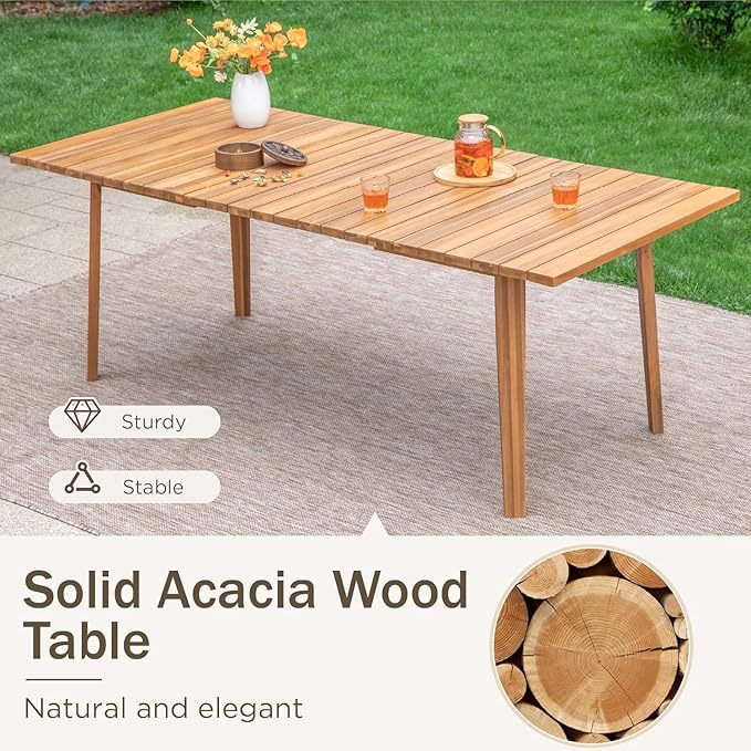 PHI VILLA 9 Pieces Acacia Wood Outdoor Dining Set - Image 2