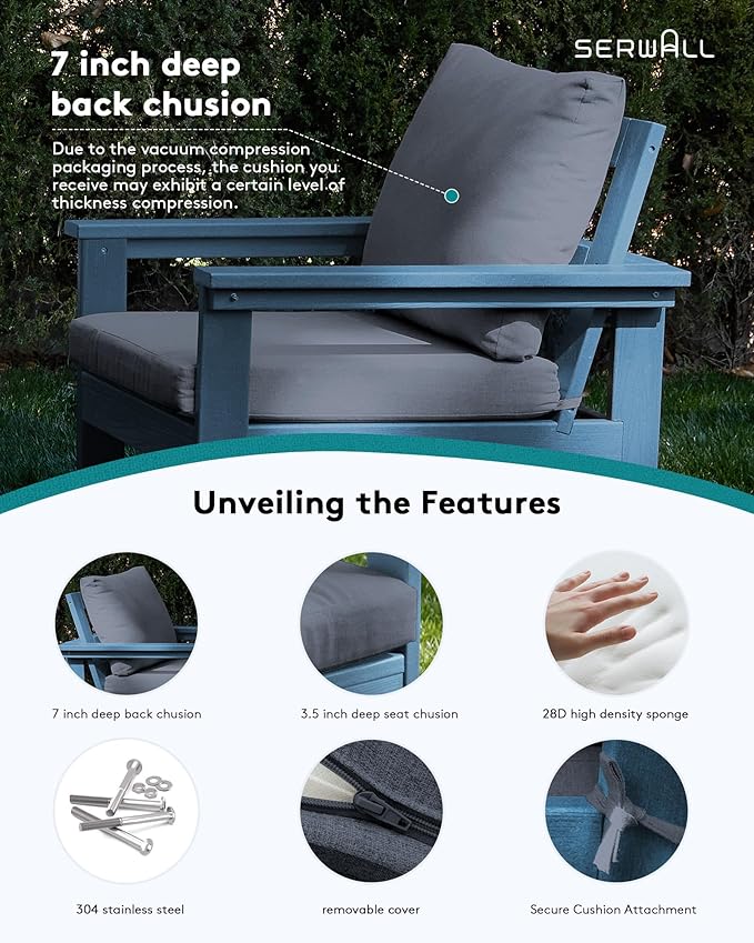 SERWALL HDPE Patio Furniture Set, 7-piece Outdoor Sectional Sofa Set, All - Image 3