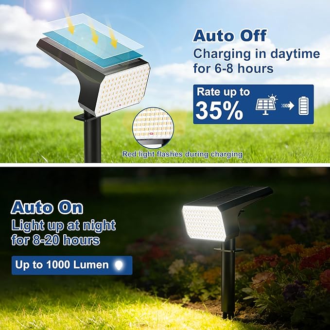 LANSOW Solar Spot Lights Outdoor Waterproof IP67, Solar Landscape Spotlights - Image 7