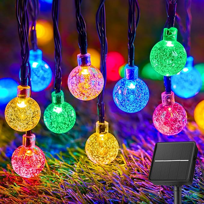 Brightown Solar String Lights Outdoor 60 Led 35.6 Feet Crystal Globe Lights by Brightown