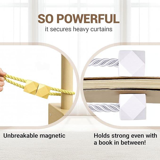 Hion Magnetic Curtain Tiebacks Golden 6 Pack, Curtain Tiebacks Buckles - Image 5