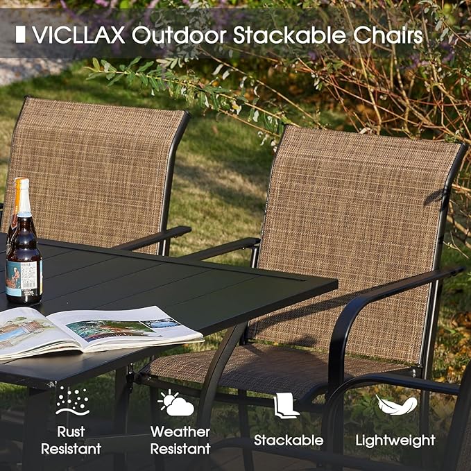 VICLLAX 5 Pieces Patio Dining Set, Outdoor Furniture Set Includes 37.8" Square - Image 3