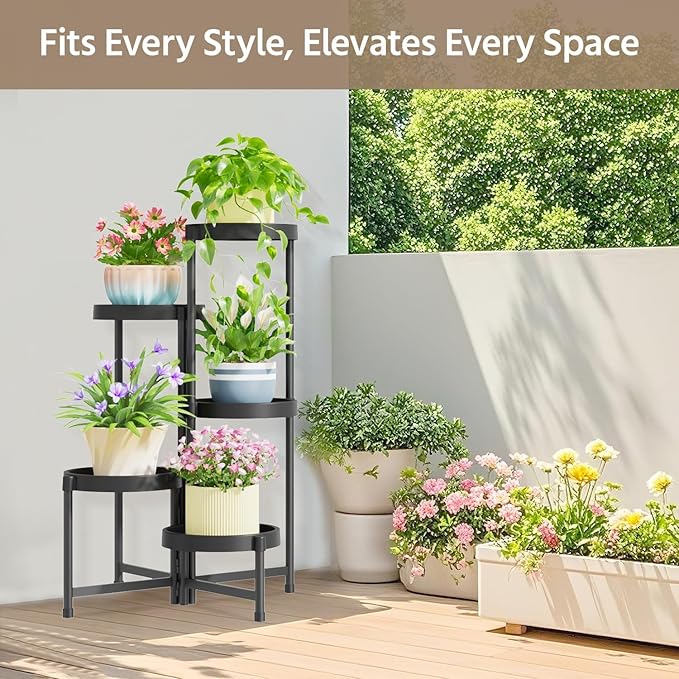 LASZOLA 5 Tiered Folding Plant Stand Indoor - Image 2