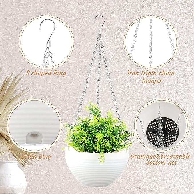 Zopeal 16 Pack Self Watering Hanging Planters 8 Inch Garden Flower Plant Pot - Image 3