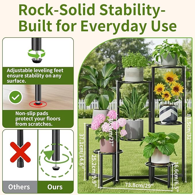 Plant Stand Outdoor, 7 Tier Foldable Corner Tall Plant Shelf - Image 3