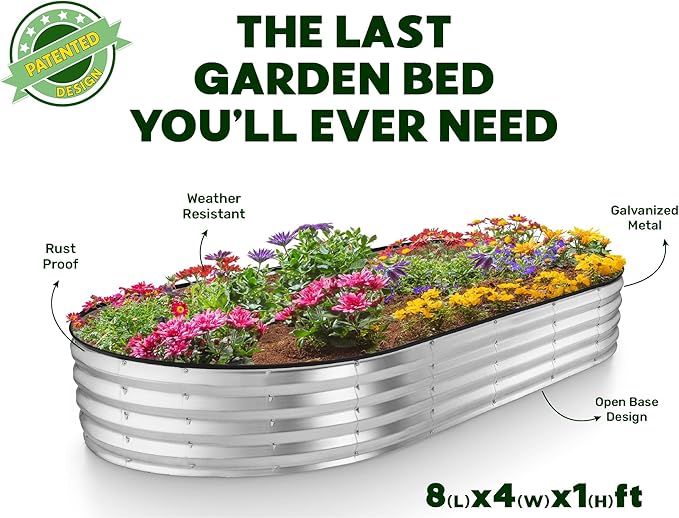 Plant & Plot Galvanized Raised Garden Beds Outdoor // 8×4×1 ft Planter Raised - Image 5