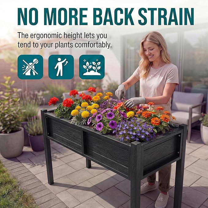 YITAHOME Elevated Garden Bed Poly-Wood All-Weather Raised Garden Bed - Image 6