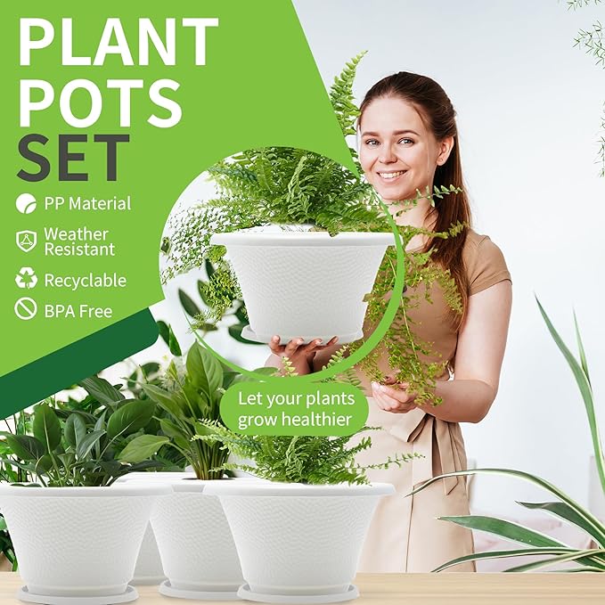 Quarut 12 Inch Plant Pot, 4 Pack Large pots - Image 2
