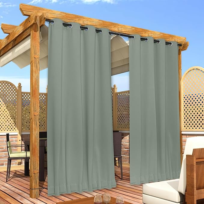 NICETOWN 2 Panels Weighted Blackout Outdoor Curtains Patio Waterproof, Thermal - Image 7
