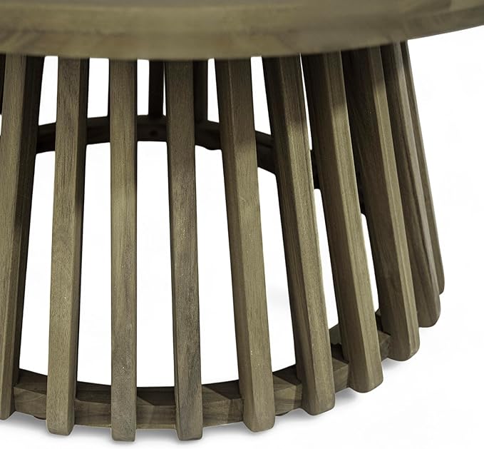 Merax Patio Outdoor Acacia Wood Round Coffee Table - Image 6