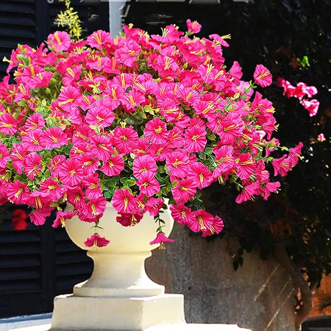 Artificial Flowers for Outdoors, UV Resistant Fake Silk Morning Glory, - Image 5