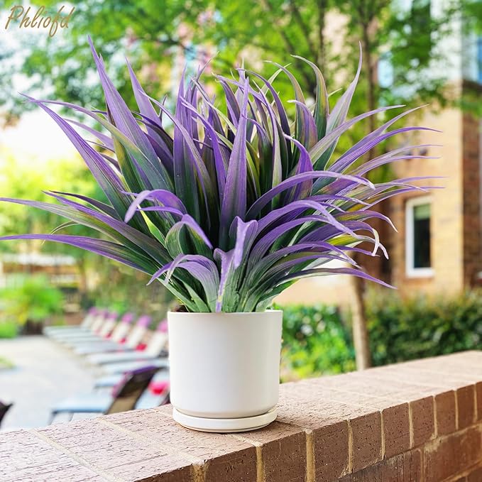 32Pcs Artificial Grass Fake Plants 17.3in Outdoor Plants UV Resistant Faux - Image 4