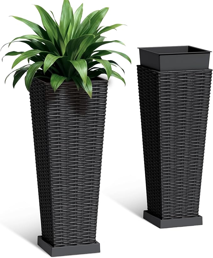 Set of 2 24 Inch Tall Plastic Planters by Acurax