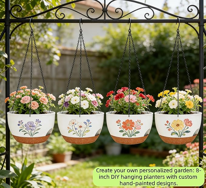 Set of 4-8 Inch Self Watering Hanging Planters - Image 4