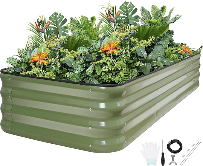 5-in-1 Adjustable Raised Garden Bed Kit | Galvanized Planter Boxes by GGOODGAIN