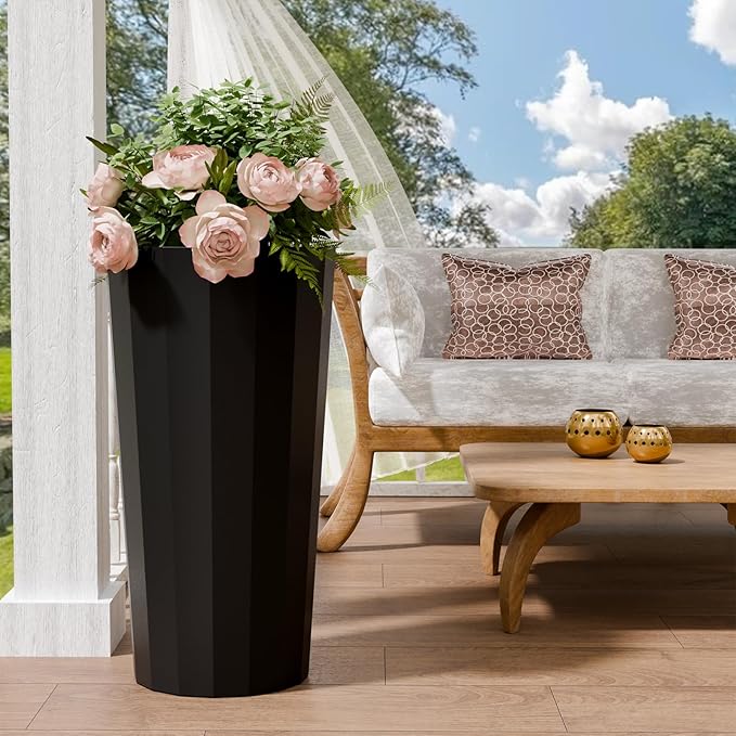 23.6" Tall Outdoor Planters Set of 2, Large Planters - Image 6