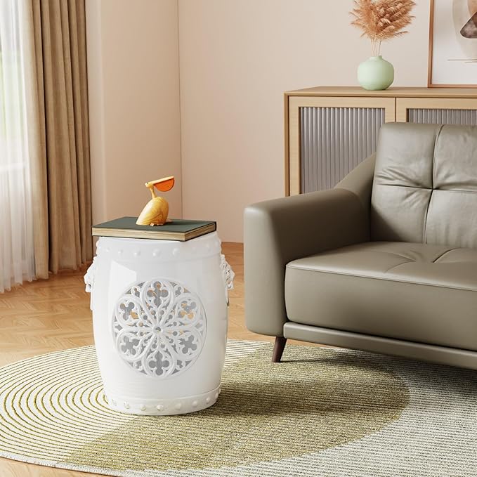 EFU Resin Garden Stool Indoor Outdoor, Decorative Antique Classic-Like - Image 2