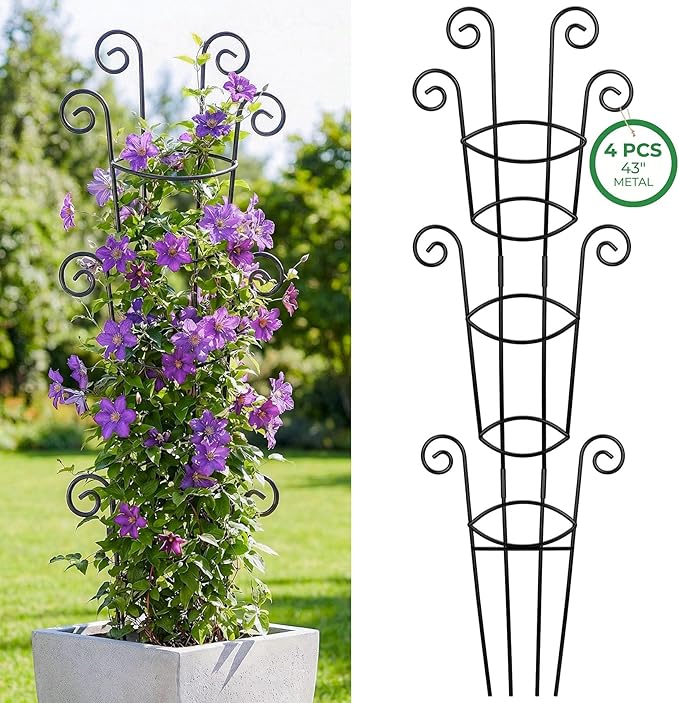 4 Pack 43 Inch Metal Plant Trellis by Qiaokaiyan