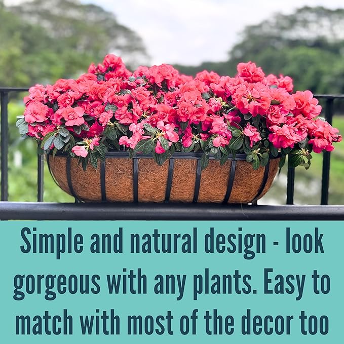 LaLaGreen Railing Planter Boxes Black Metal Rectangular Flower Boxes - Image 6