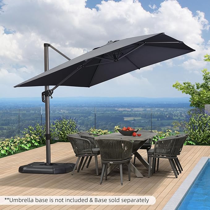 PURPLE LEAF 9' X 11.5' Patio Umbrella Outdoor Cantilever Rectangle Umbrella - Image 2