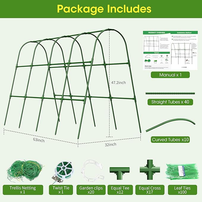 Cucumber Trellis for Raised Bed, U-Shape Garden Trellis for Climbing Plants - Image 9