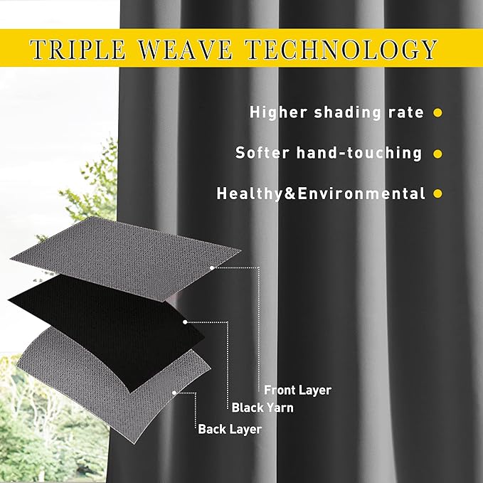 NICETOWN 2 Panels Outdoor Curtains Waterproof Extra Long 108" - Image 7