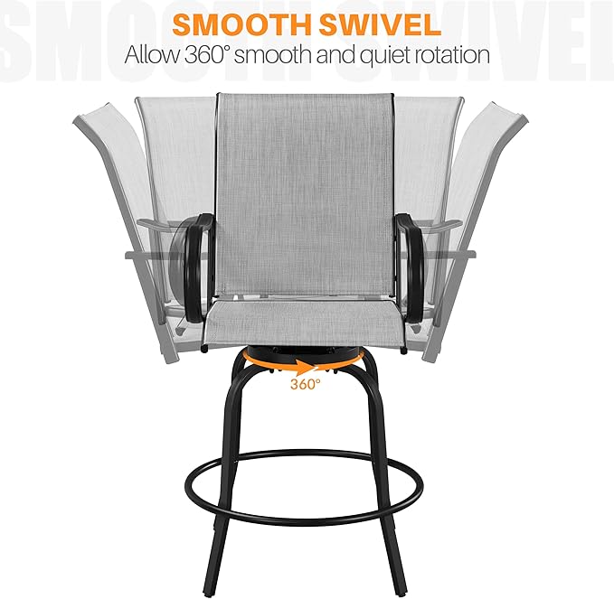 Yaheetech Patio Swivel Barstools Outdoor Chairs Set of 6, High Bistro Stools - Image 6